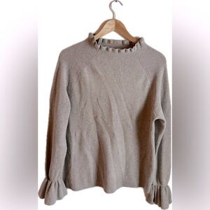 Banana Republic Extra Fine Merink Wool Ruffle Trim Sweater